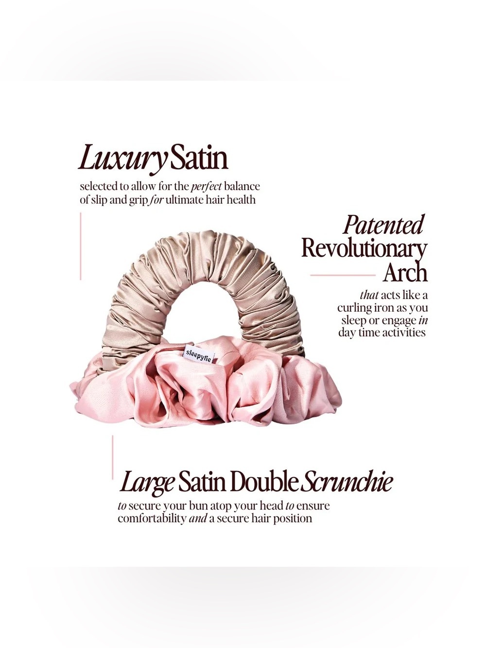 Sleepy Tie The Original Satin Heatless Hair Wrap Medium Pink NWT - Picture 5 of 5